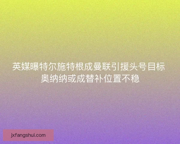 英媒曝特尔施特根成曼联引援头号目标 奥纳纳或成替补位置不稳