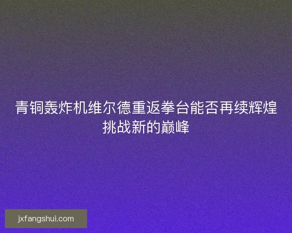 青铜轰炸机维尔德重返拳台能否再续辉煌挑战新的巅峰