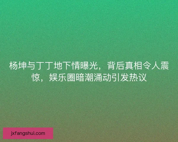 杨坤与丁丁地下情曝光，背后真相令人震惊，娱乐圈暗潮涌动引发热议