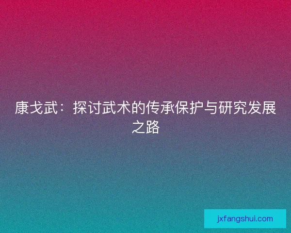康戈武：探讨武术的传承保护与研究发展之路
