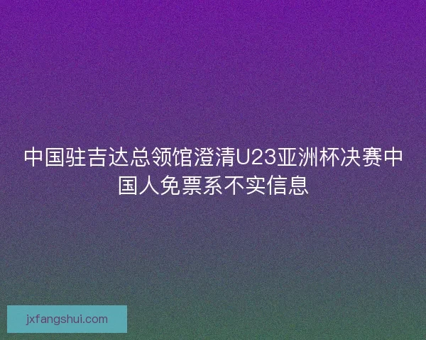 中国驻吉达总领馆澄清U23亚洲杯决赛中国人免票系不实信息